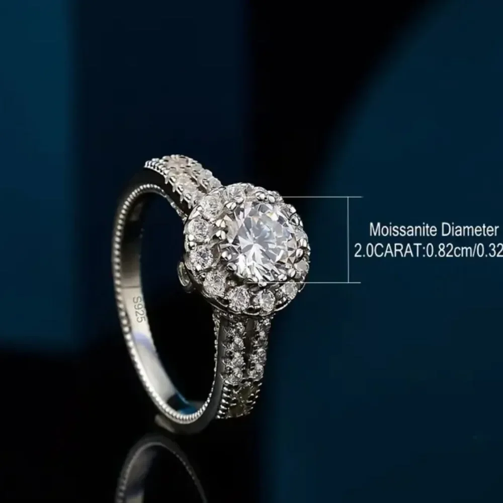 Moissanite 2 carat size 8 ring